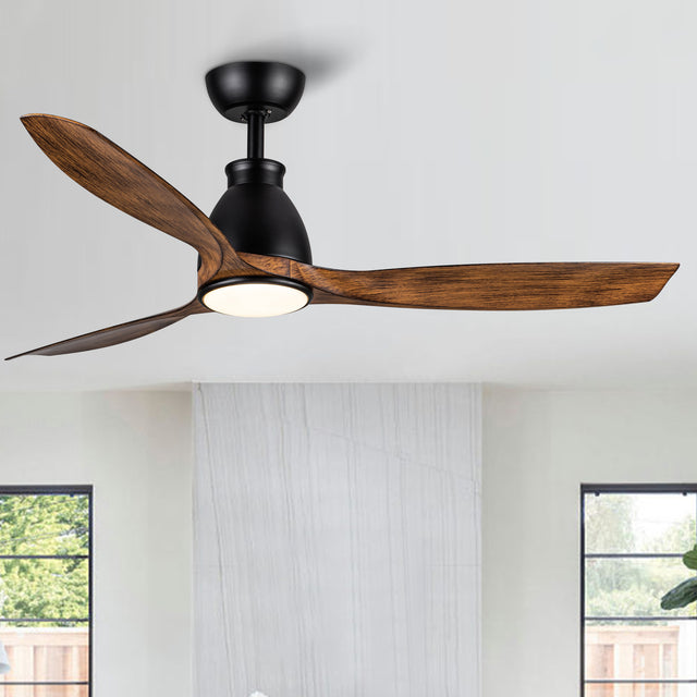 52 In.  Wood Grain Blades Intergrated LED Ceiling Fan with Remote Control