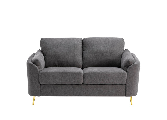 Contemporary 1pc Loveseat Dark Gray with Gold Metal Legs Plywood Pocket Springs and Foam Casual Living Room Furniture