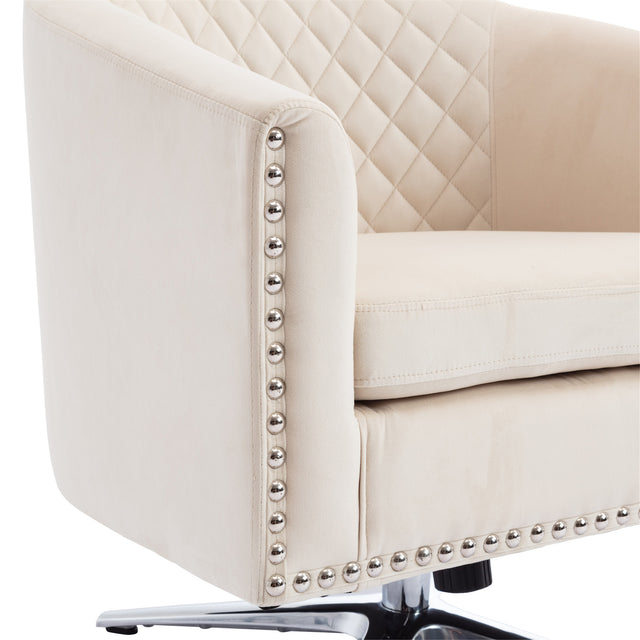 COOLMORE  Swivel  Barrel chair living room chair with nailheads and Metal base