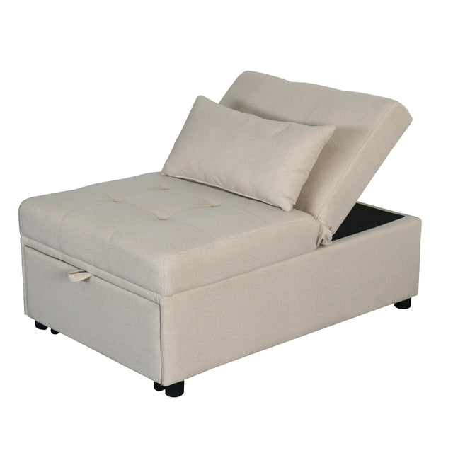 Folding Ottoman, Sofa Bed, Chair (Beige)