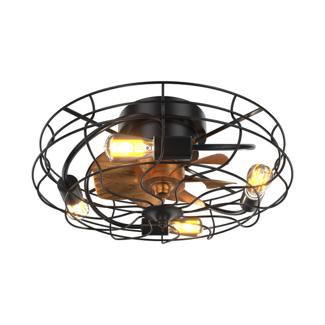 Indoor Low Profile Industrial 3-ABS Blade Remote Control LED Bulb Ceiling Fan with Light