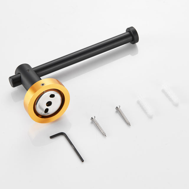 Bathroom Hardware Set, Thicken Space Aluminum 3 PCS Towel bar Set- Black Gold 16-27 Inches Adjustable Bathroom Accessories Set