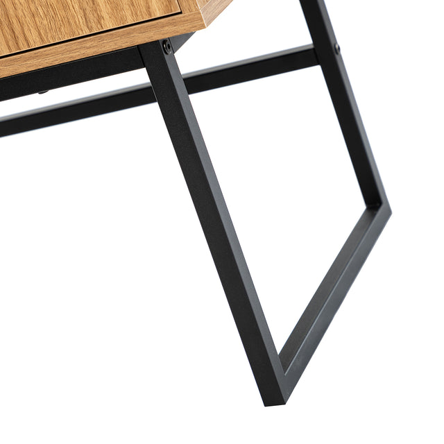 Epaphus 2-Door Accent Cabinet with interior shelves and Black Metal Base