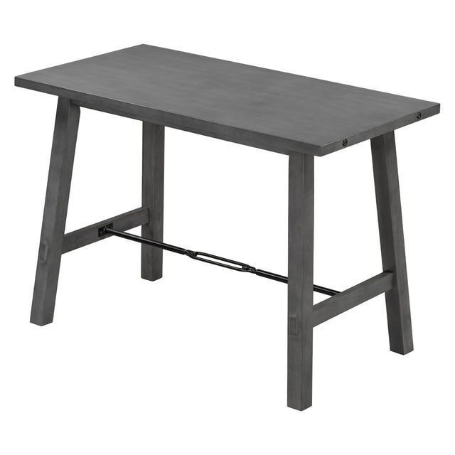TREXM Counter Height Dining Table Solid Wood & Metal Dining Table for Small Space (Gray)