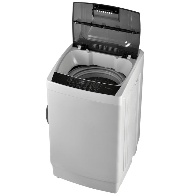 Top Loading Compact Fully Automatic Washing Machine, 1.24 Cu.ft, with LED Display, 8 Water Levels, 10 Wash Programs, Wash Schedule, Tub Air Dry, Tub Self Clean, Child Lock，Dorms, RVs, Camping