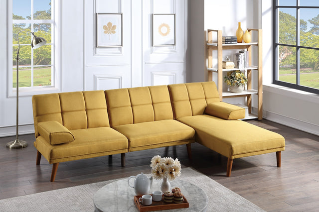 Mustard Color Polyfiber Sectional Sofa Set Living Room Furniture Solid wood Legs Tufted Couch Adjustable Sofa Chaise