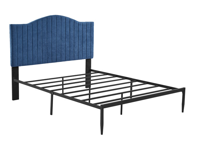 B111 Queen bed Beautiful line stripe cushion headboard  Strong iron frame with high temperature paint