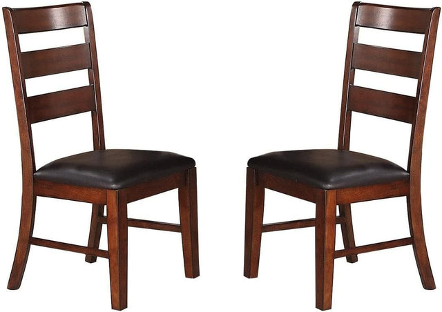 Antique Walnut Finish Solid Wood Set of 2pc Chairs Dining Chair Ladder Back Cushion Seats