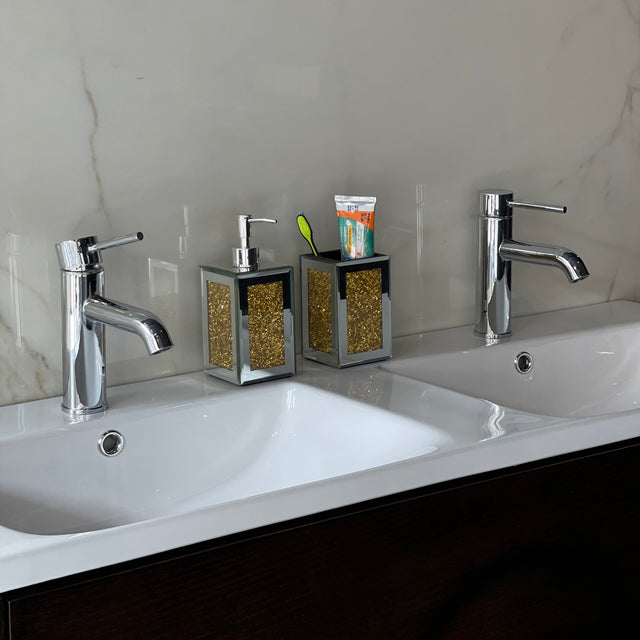 Ambrose Exquisite 2 Piece Square Soap Dispenser and Toothbrush Holder