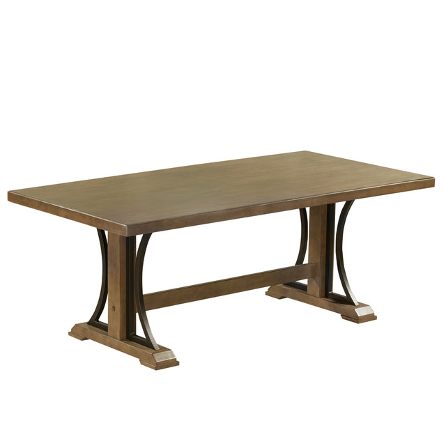 TREXM Retro Style Dining Table 78"Wood Rectangular Table, Seats up to 8 (Natural Walnut)