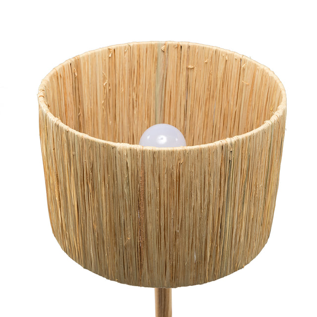 Thebae Solid Wood  21.3" Table Lamp with In-line Switch Control and Grass Made-Up Lampshade