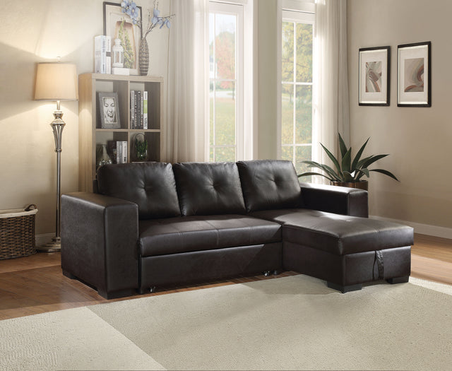 ACME Lloyd Sectional Sofa w/Sleeper in Black PU 53345