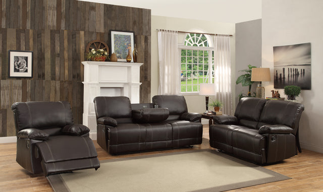 Dark Brown Faux Leather Covered 1pc Comfortable Double Reclining Loveseat Solid Wood and Plywood Frame Living Room Furniture