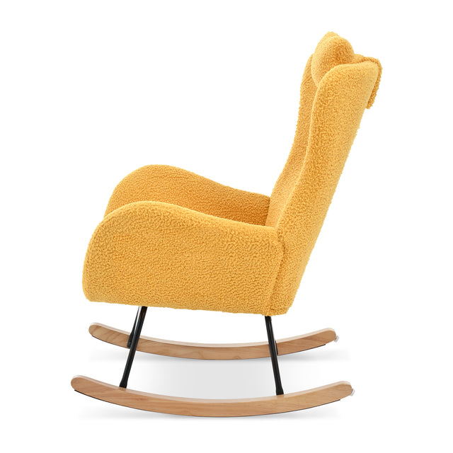 Rocking Chair - with rubber leg and cashmere fabric, suitable for living room and bedroom
