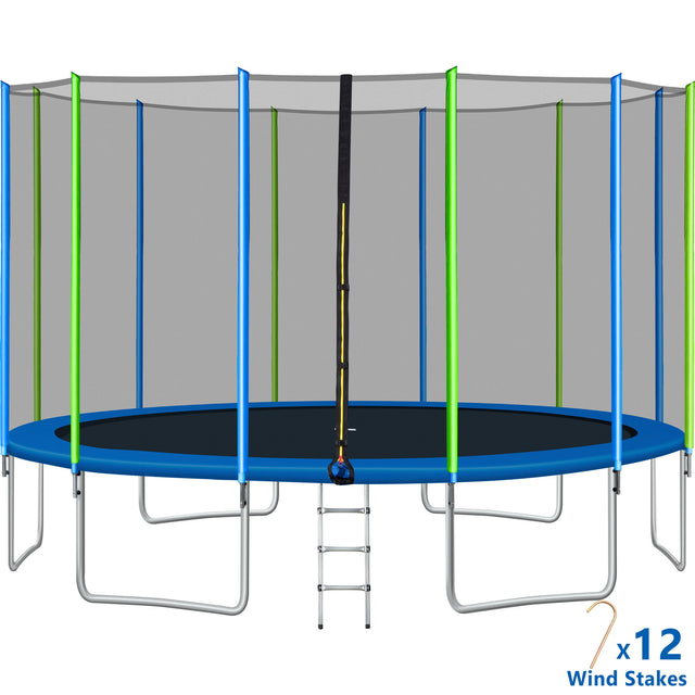 box3 of 16FT Trampoline for Kids with Safety Enclosure Net, Ladder and 12 Wind Stakes, Round Outdoor Recreational Trampoline