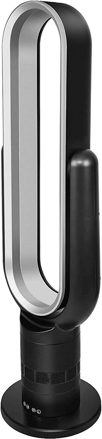 HealSmart Sufficient size bladeless fan, standing fan, towel fan, 10 speeds settings, 10-hour timing closure bladeless fan, stylish and modern fan, low noise, 39 inches, black