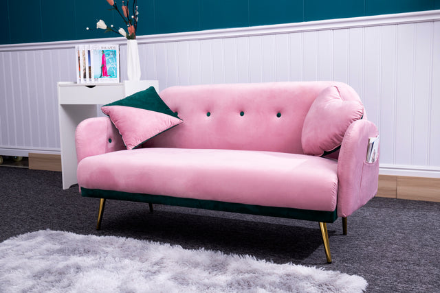 2156 sofa includes 2 pillows 58" pink velvet sofa for small spaces