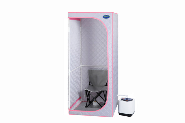 Full Size Portable Grey Steam Sauna tent–Personal Home Spa, with Steam Generator, Remote Control, Foldable Chair, Timer and PVC Pipe Connector Easy to Install.Fast heating, with FCC Certification