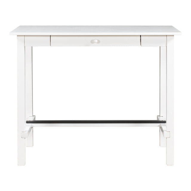 TOPMAX Casual Counter Height Wood Dining Table with Storage Drawer for Small Places, White
