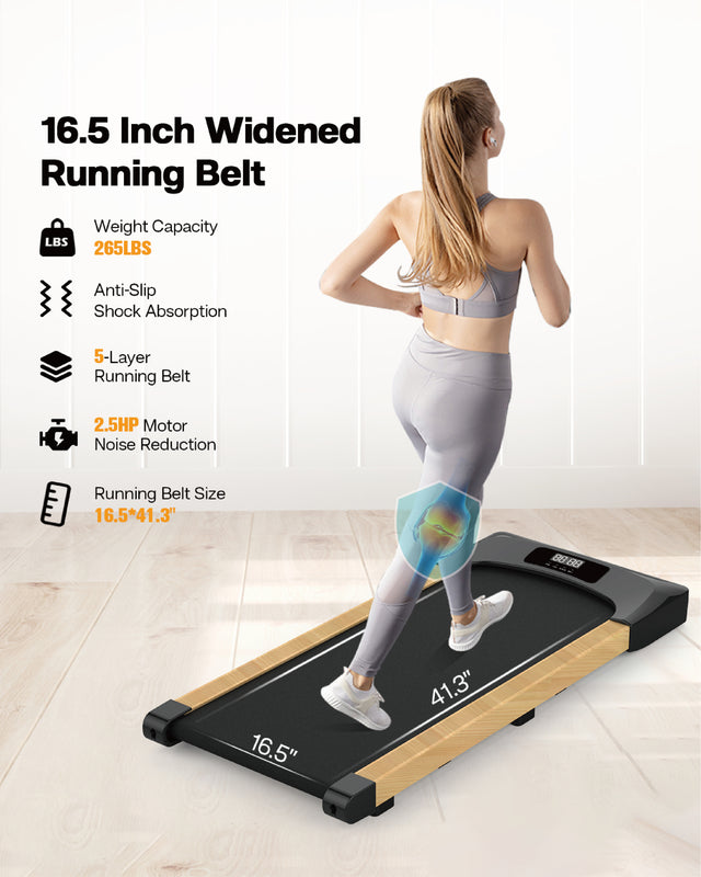 Under Desk Treadmills Walking Pad, 265LBS Capacity Portable Treadmill with Remote Control and LED Display Electric Running Machine for Home Office Exercise Walking Jogging Installation Free