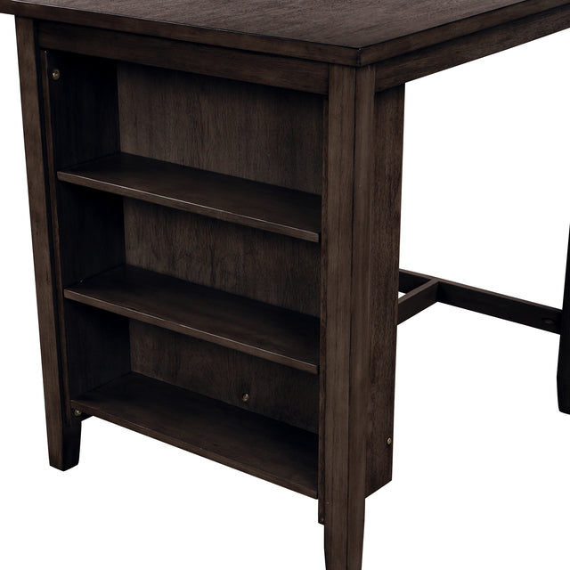 TOPMAX 3 Piece Dining Table with Padded Stools, Table Set with Storage Shelf,Brown