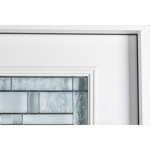 37.5inx81.5in Left Hand Inswing Decorative Glass- Zinc Caming Fiber Glass Prehung Entry Door .