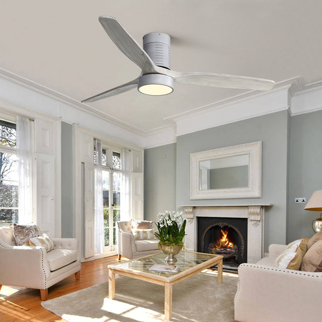 Indoor Low Profile Remote Control LED Ceiling Fan with Light