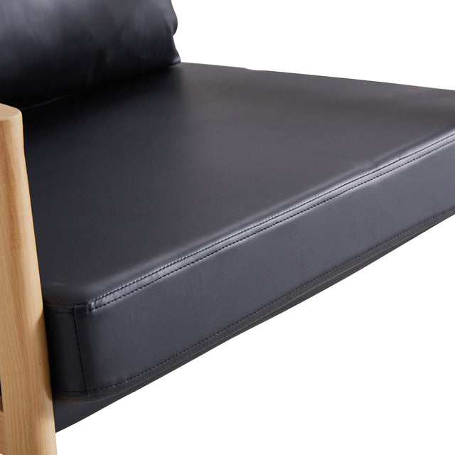 Sofa Chair  Set of 2.Black PU Leather Accent Arm Chair Mid Century Modern Upholstered Armchair with Imitation solid wood color Metal Frame Padded Backrest and  Sofa Chairs