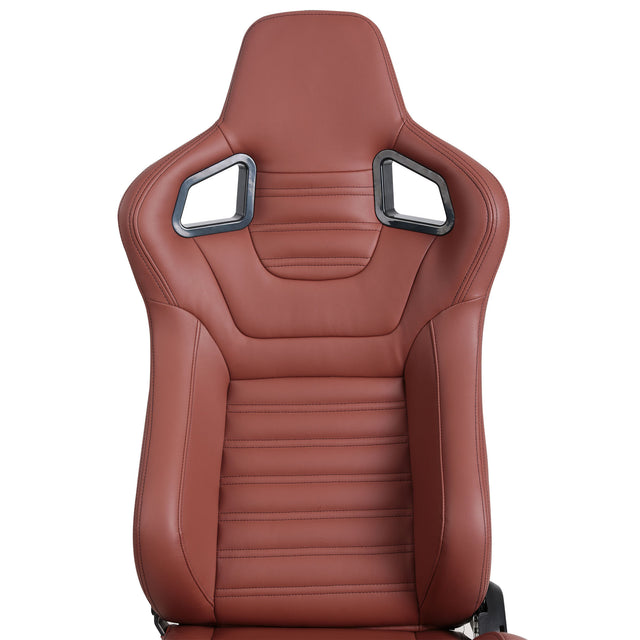 2-Piece Ergonomic Racing Seats with Adjustable Double Slides,PVC Racing Simulator Game seats,Brick Red