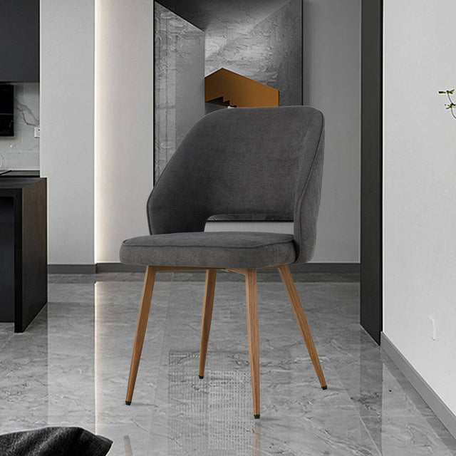 Modern Dining Chairs, Velvet Accent Chair, Living Room Leisure Chairs, Upholstered Side Chair with Metal Legs for Dining Room Kitchen Vanity Patio Club Guest (Set of 2) （ Dark Grey Office Chair）