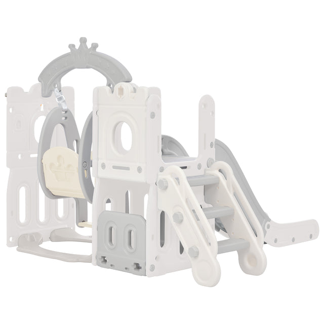 Toddler Slide and Swing Set 5 in 1, Kids Playground Climber Slide Playset with Basketball Hoop Freestanding Combination for Babies Indoor & Outdoor