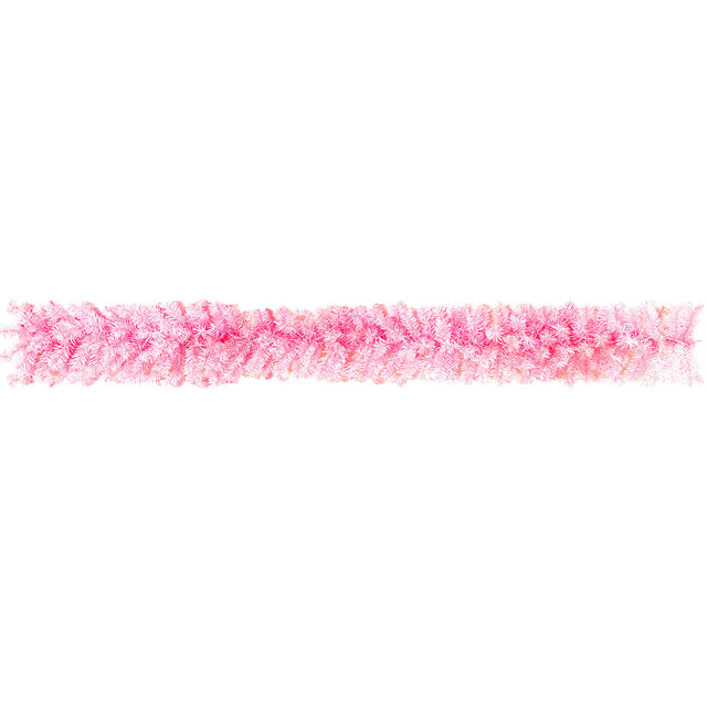 Pre-lit Artificial Christmas 2-Piece Set, Xmas Tree 5FT Pink Christmas Tree with 6 feet Garland X-mas
