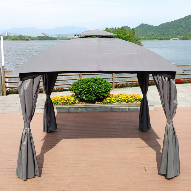 10x10 Ft Outdoor Patio Garden Gazebo Canopy, Outdoor Shading, Gazebo Tent With Curtains