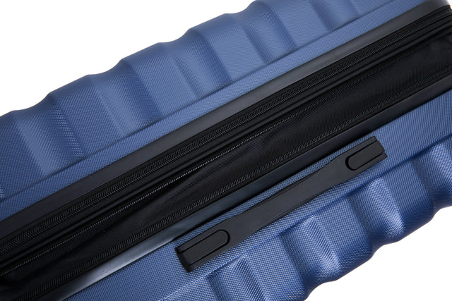 Expandable 3 Piece Luggage Sets ABS Lightweight Suitcase with Two Hooks, Spinner Wheels, TSA Lock, (20/24/28) Blue