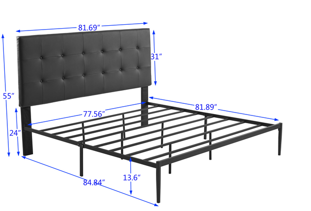 B112 King bed PVC cover haedboard with Sponge interlayer.  Strong iron frame with high temperature paint