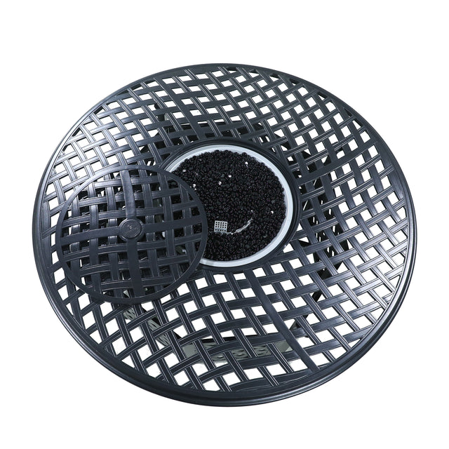 53" Round Aluminum Propane Gas Firepit Table, Espresso Brown