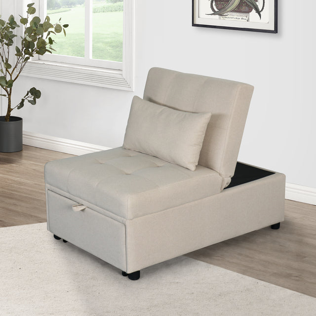 Folding Ottoman, Sofa Bed, Chair (Beige)