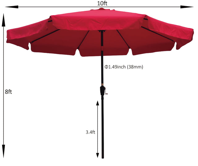 10ft Patio Umbrella Market  Round Umbrella Outdoor Garden  Umbrellas with Crank and Push Button Tilt for Garden Backyard Pool Shade Outside