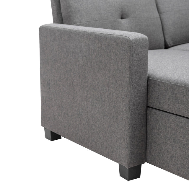 78.3" Convertible Sleeper Sofa Bed,Linen Pull Out Couch with Storage Chaise,Sleeper Counch with Memory Foam Mattress for  Small Space Living Room Bedroom Office,Gray