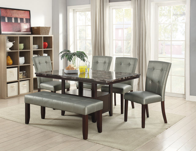 Leather Upholstered Dining Chair, Silver(Set of 2)