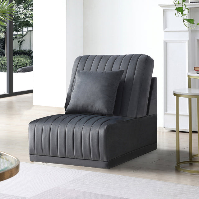 Grey armless sofa, not sold separately, needs to be combined with other parts or multiple seats.