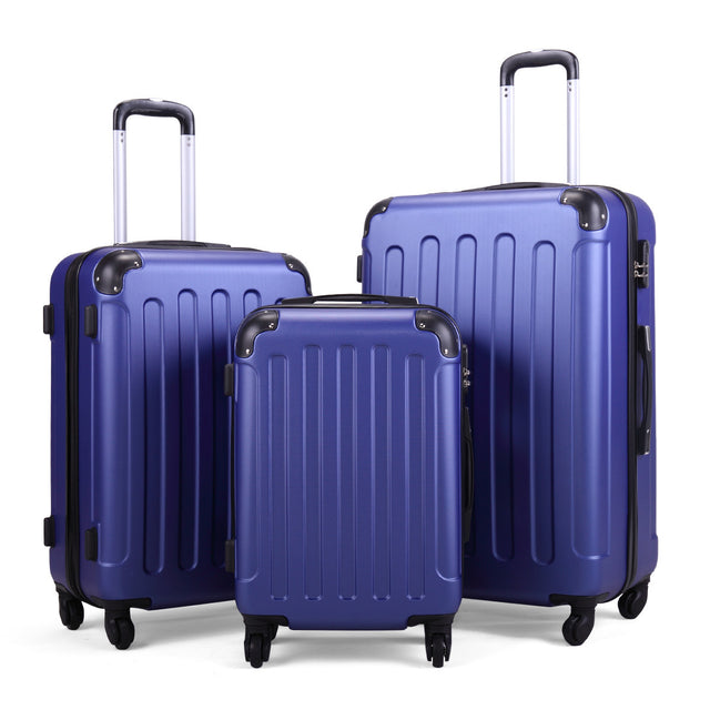3-Piece Luggage Set (20/24/28), Expandable Carry on Suitcase with Spinner Wheels, Deep Blue