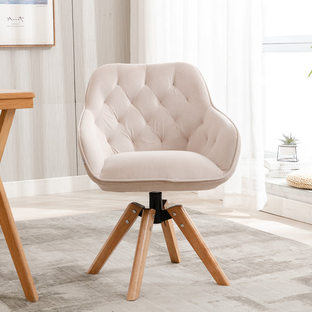 COOLMORE Solid Wood Tufted Upholstered Armless home office  chair