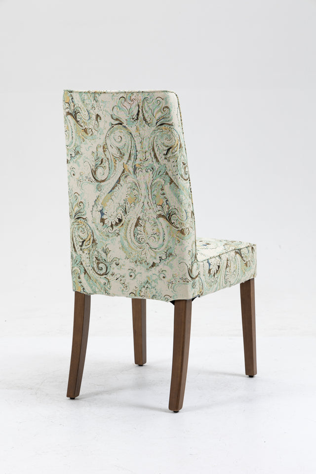 Cover Removable Interchangeable and Washable Multi-color Blue Floral Fabric Upholstered Parsons Chair with Solid Wood Legs 2 PCS