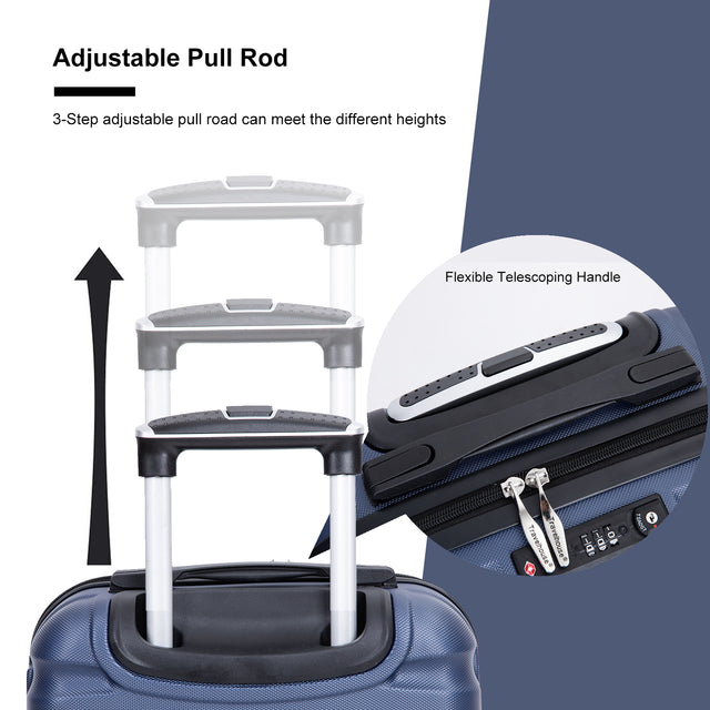 20" Carry on Luggage ABS Lightweight Suitcase, Spinner Wheels, TSA Lock, Blue