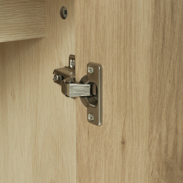 Storage Cabinet with Glass Door, No handle design,Push to open the door,Sideboard Buffet Cabinet for Kitchen,Dining Room