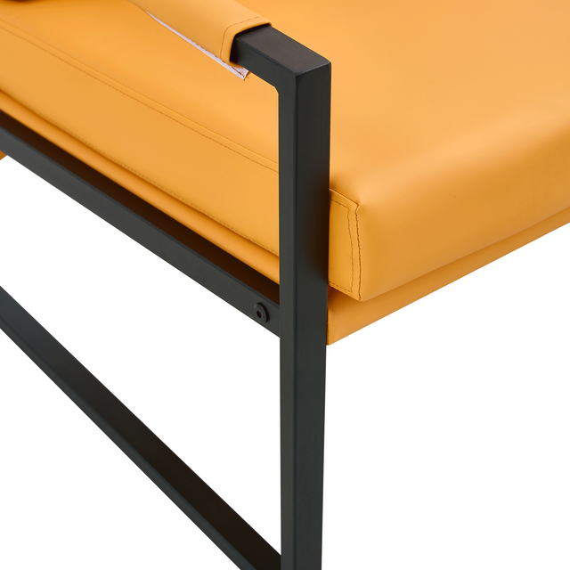 PU Leather Accent Arm Chair Mid Century Modern Upholstered Armchair with Metal Frame Extra-Thick Padded Backrest and Seat Cushion Sofa Chairs for Living Room ( orange PU Leather + Metal Frame + Foam)