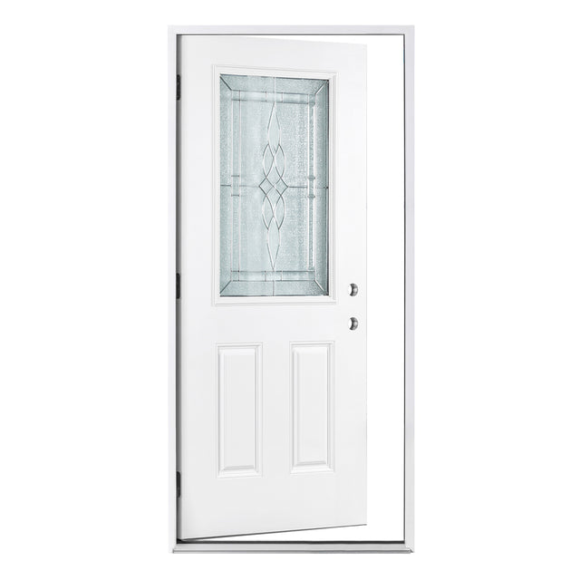 37.5inx81.5in Left Hand Inswing Decorative Glass- Zinc Caming  Fiber Glass Prehung Entry Door .