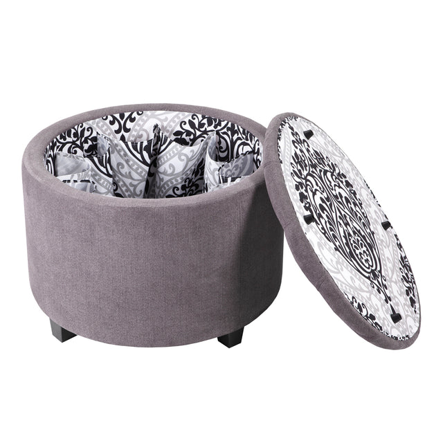 Sasha Round Ottoman With Shoe Holder