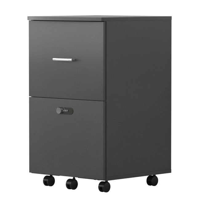 Dark gray  file cabinet with two drawers with lock, office storage cabinet Office pulley removable file cabinet Wooden drawer cabinet Office storage cabinet Low cabinet